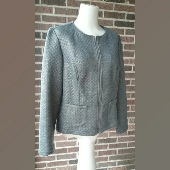 Chico's Gray Quilted Gold Shimmer Jacket - Picture 1 of 7